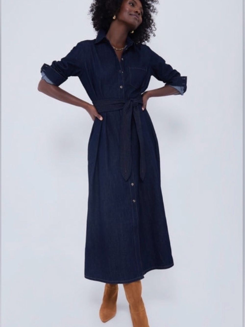 Tuckernuck Dark Blue Denim Maxi Shirt Dress